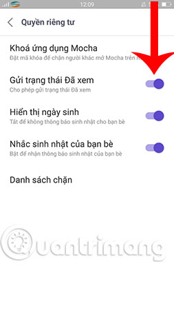How to turn off the 'viewed' message on Mocha Picture 4