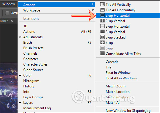 How to turn on 2 windows in Photoshop to collate images Picture 3