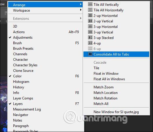 How to turn on 2 windows in Photoshop to collate images Picture 6