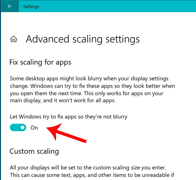 How to turn on anti-blur mode for high-resolution screen computers on Windows 10 April Picture 1