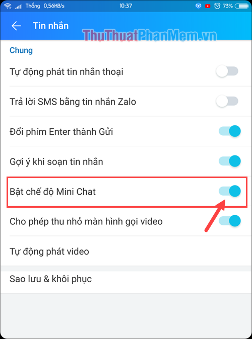 How to turn on chat bubbles in Zalo like Messenger Picture 2
