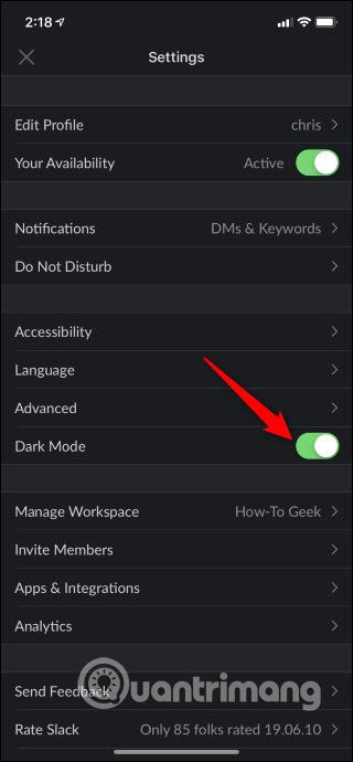How to turn on dark mode for Slack on iPhone and Android Picture 3