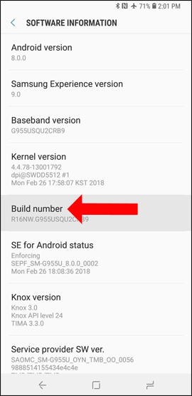 How to turn on developer mode on Galaxy S9 / Galaxy S9 + Picture 3