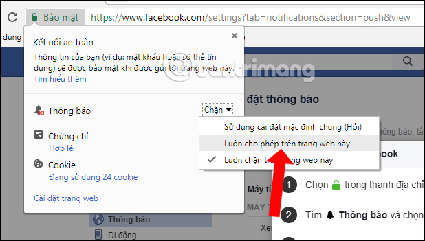 How to turn on Facebook notifications on Google Chrome Picture 6