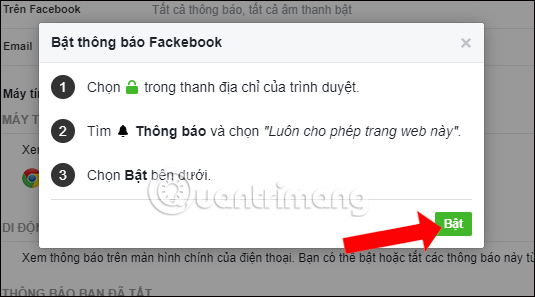 How to turn on Facebook notifications on Google Chrome Picture 7