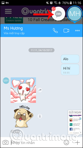 How to turn on the chat bubble on Zalo Picture 7