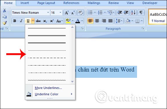 underlined of words in ms word for mac document