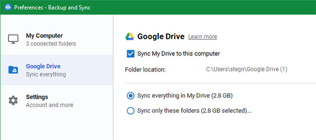 google drive stop syncing folder