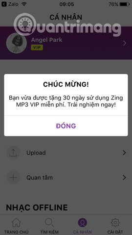 How to upgrade Zing Mp3 VIP account via Zalo Picture 8