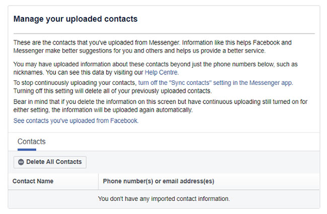 How to upload and delete phone contacts on Facebook Picture 3