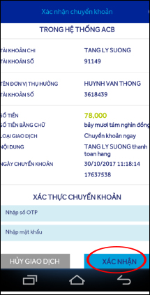 How to use ACB Online to send money and transfer money Picture 18