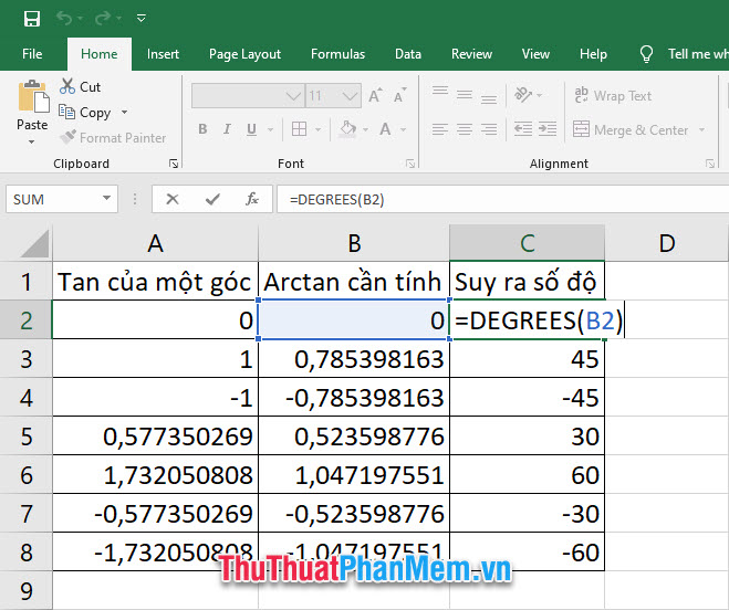 how-to-use-arctan-in-excel