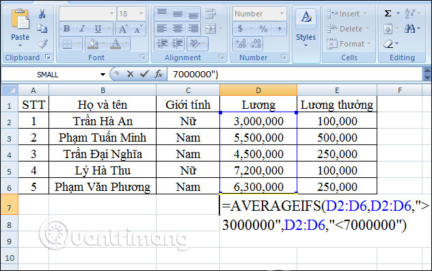 How to use AVERAGEIFS function on Excel Picture 2