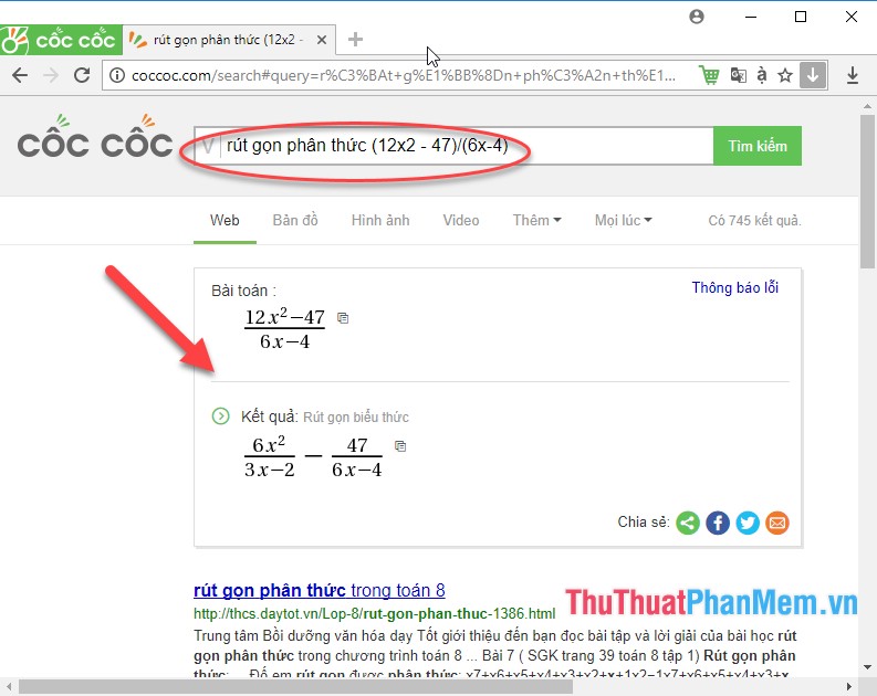 How to use Coc Coc to solve math problems online Picture 20