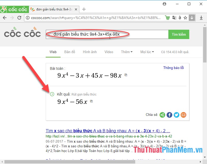 How to use Coc Coc to solve math problems online Picture 21