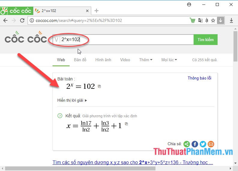 How to use Coc Coc to solve math problems online Picture 5