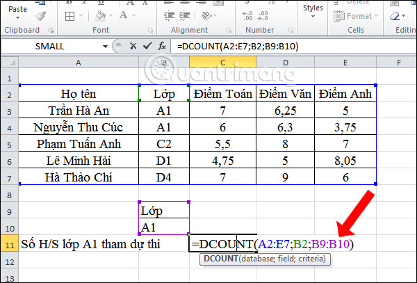 How to use DCOUNT function on Excel Picture 8