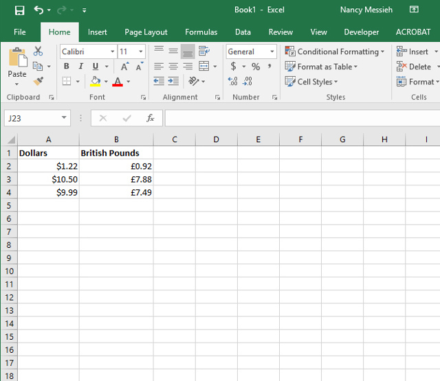 How to use different currency symbols in specific Excel cells Picture 4