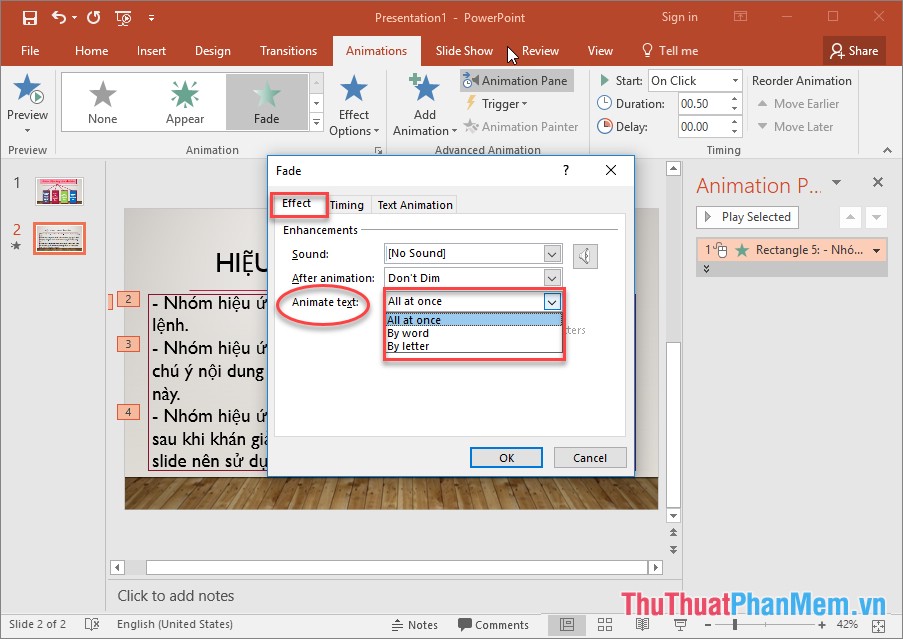 How to use effects in PowerPoint Picture 7