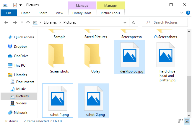 windows 10 select multiple files