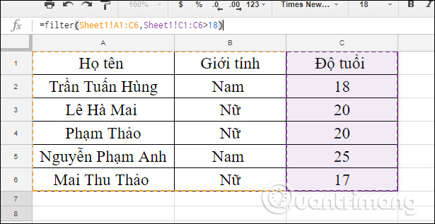 How to use Filter function on Google Sheets Picture 2