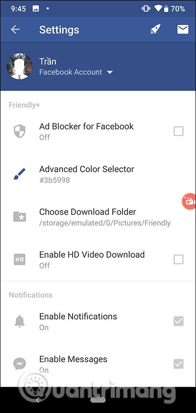 How to use Friendly for Facebook to merge Facebook with Messenger Picture 8