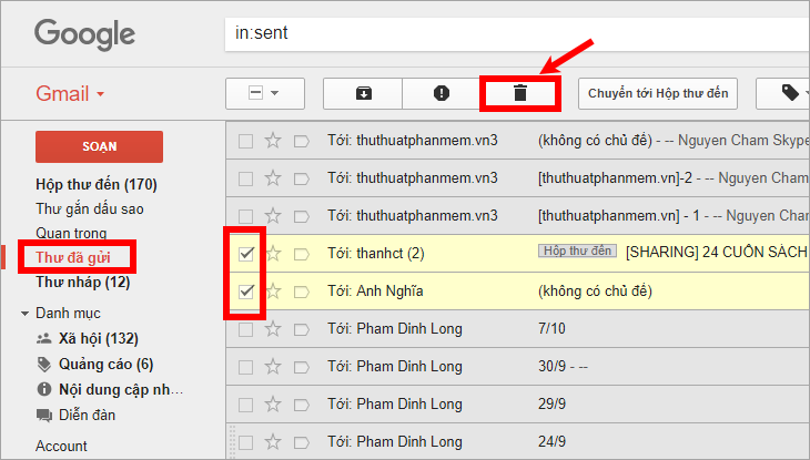 How to use Gmail for newbies - Receive & send mail, organize mail, delete sent mail, recover deleted mail Picture 24
