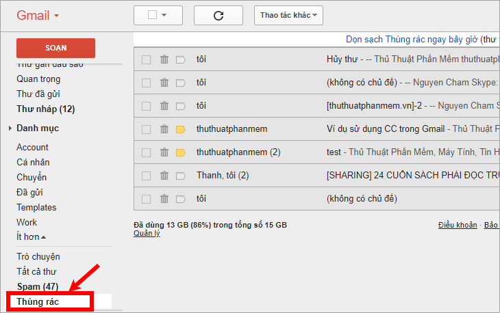 How to use Gmail for newbies - Receive & send mail, organize mail, delete sent mail, recover deleted mail Picture 26