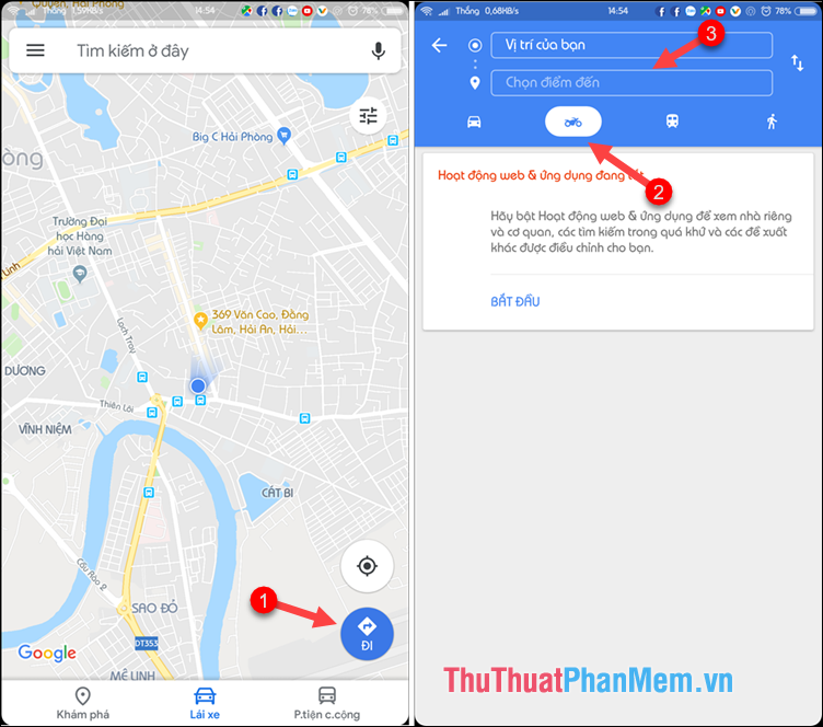 How to use Google Maps to get directions for motorbikes Picture 2
