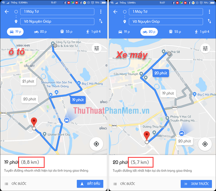 How to use Google Maps to get directions for motorbikes Picture 3