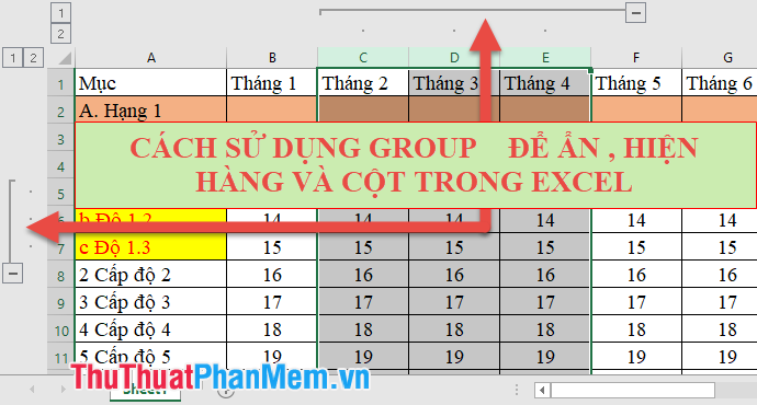 How to use Group to hide, show rows and columns in Excel 2007, 2010, 2013, 2016, 2019 Picture 1