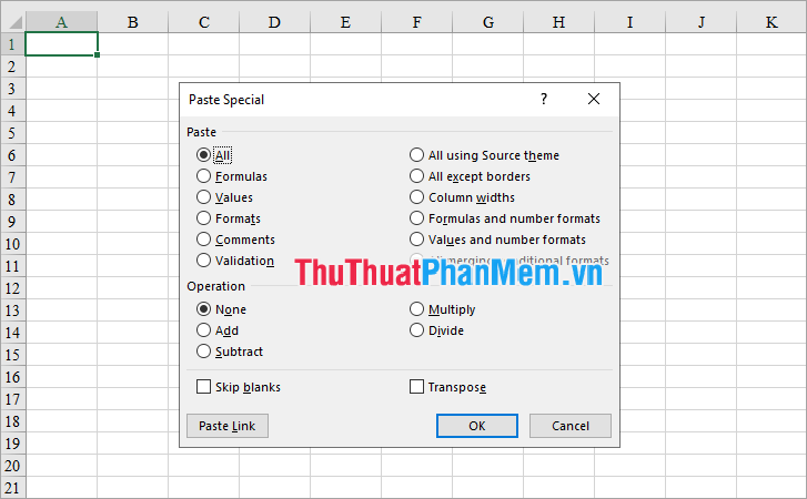 shorcut for past transpose excel mac