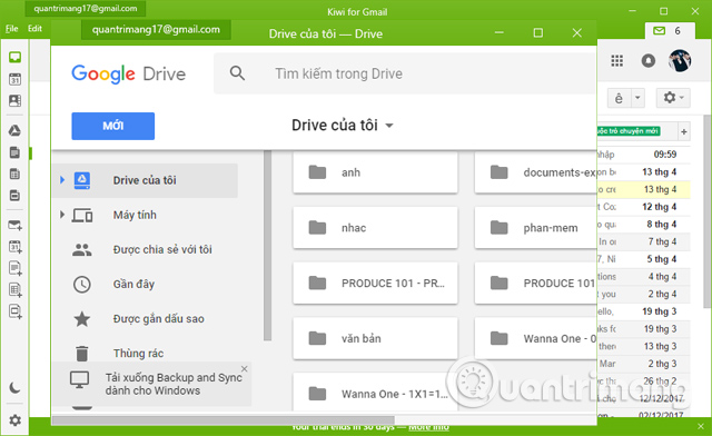 How to use Kiwi to access Gmail directly on Windows 10 Picture 11