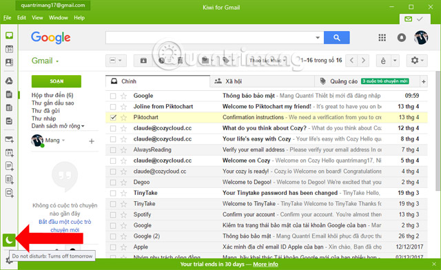 How to use Kiwi to access Gmail directly on Windows 10 Picture 12