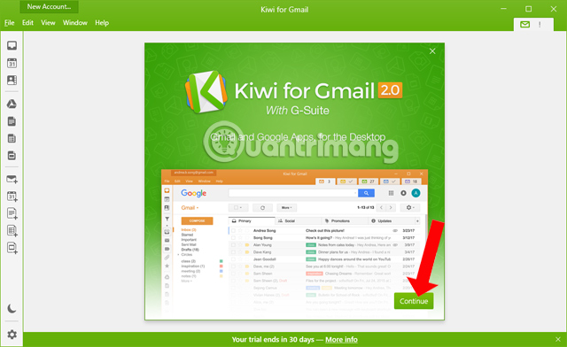 How to use Kiwi to access Gmail directly on Windows 10 Picture 4