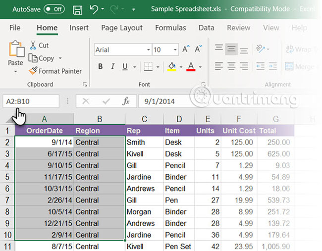 excel keyboard shortcut select name box