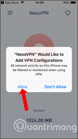 How to use NessVPN application on iPhone Picture 1