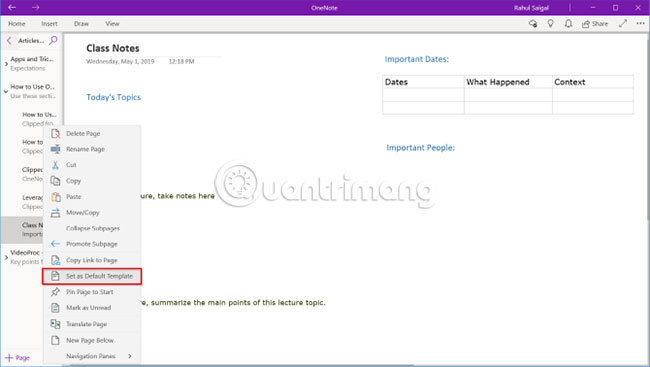 How to use OneNote template Picture 10