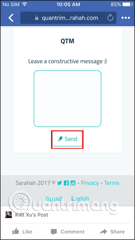How to use Sarahah to send anonymous messages on Facebook Picture 11