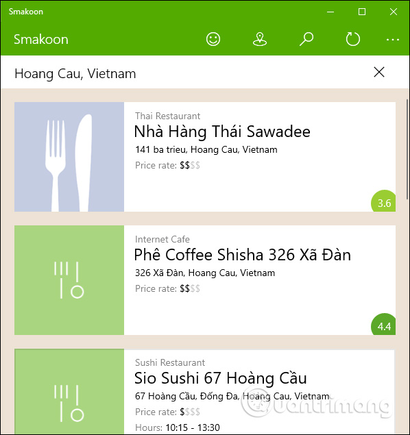 How to use Smakoon to find restaurants on Windows 10 Picture 3