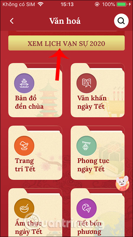 How to use the application 9999 Tet, Tet Canh Ty information store Picture 9