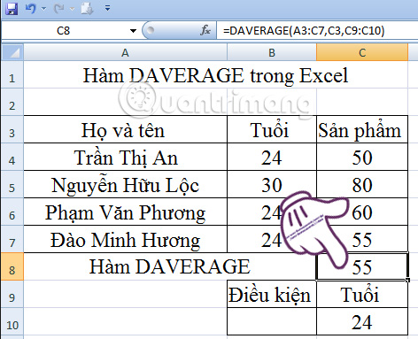 How to use the DAVERAGE function in Excel Picture 3