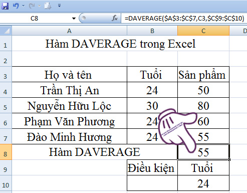 How to use the DAVERAGE function in Excel Picture 5