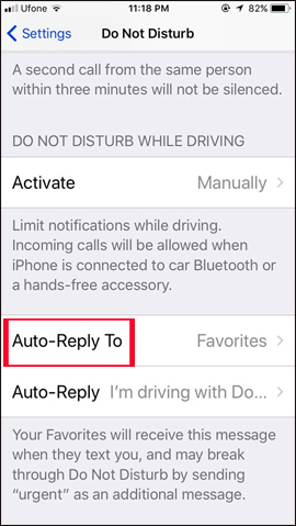 How to use the feature Do not disturb when driving on iOS 11 Picture 4