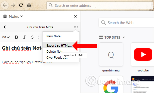 How to use the Firefox Notes note utility Picture 8
