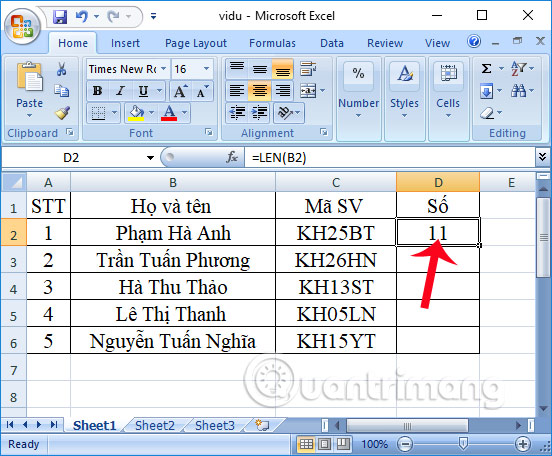 How to use the LEN function in Excel Picture 3