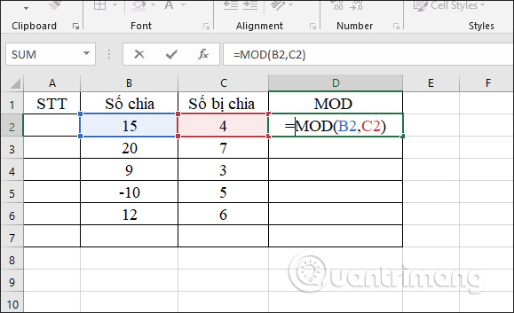 How to use the MOD function and QUOTIENT function in Excel Picture 4