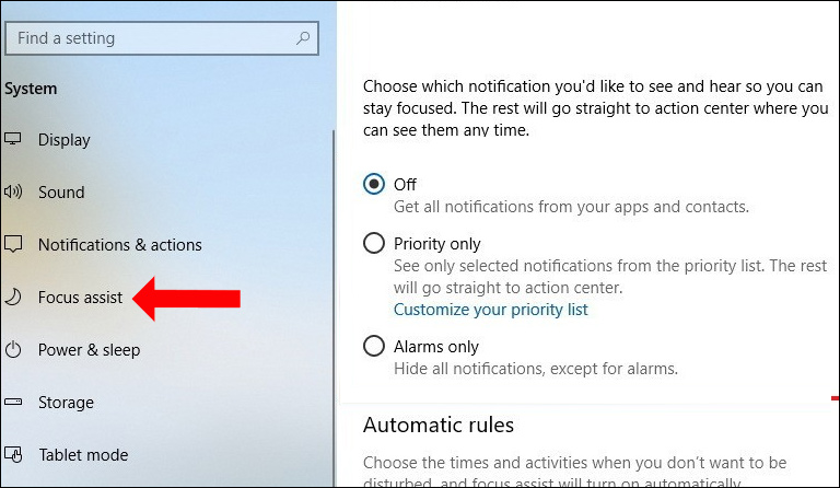 How to use the non-disturbing feature on Windows 10 April 2018 Picture 2