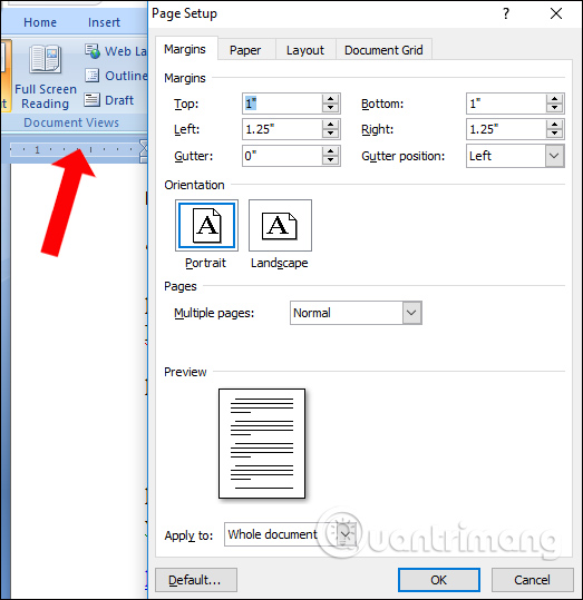 open side ruler in word