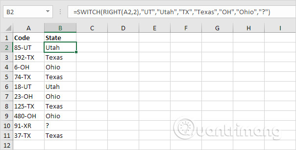 How to use the SWITCH function in Excel 2016 Picture 2